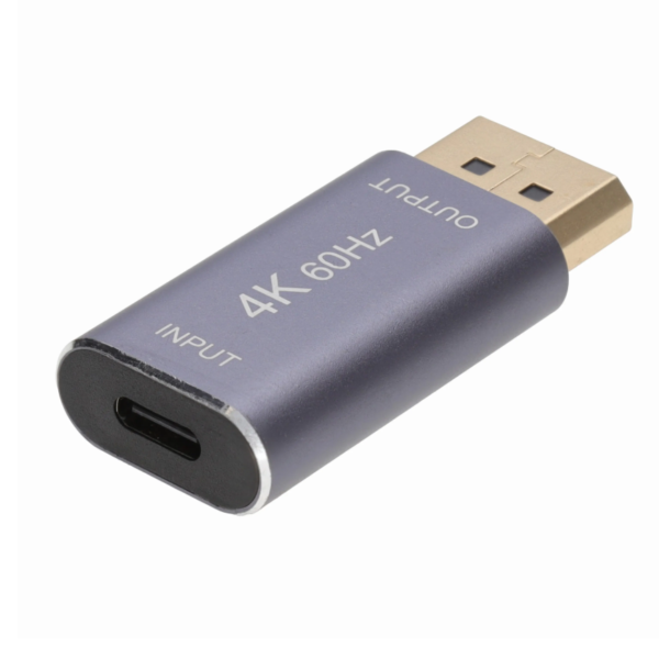 USB-C Socket (to Laptop) to Displayport Plug (Monitor) 4K 60Hz Converter Adapter