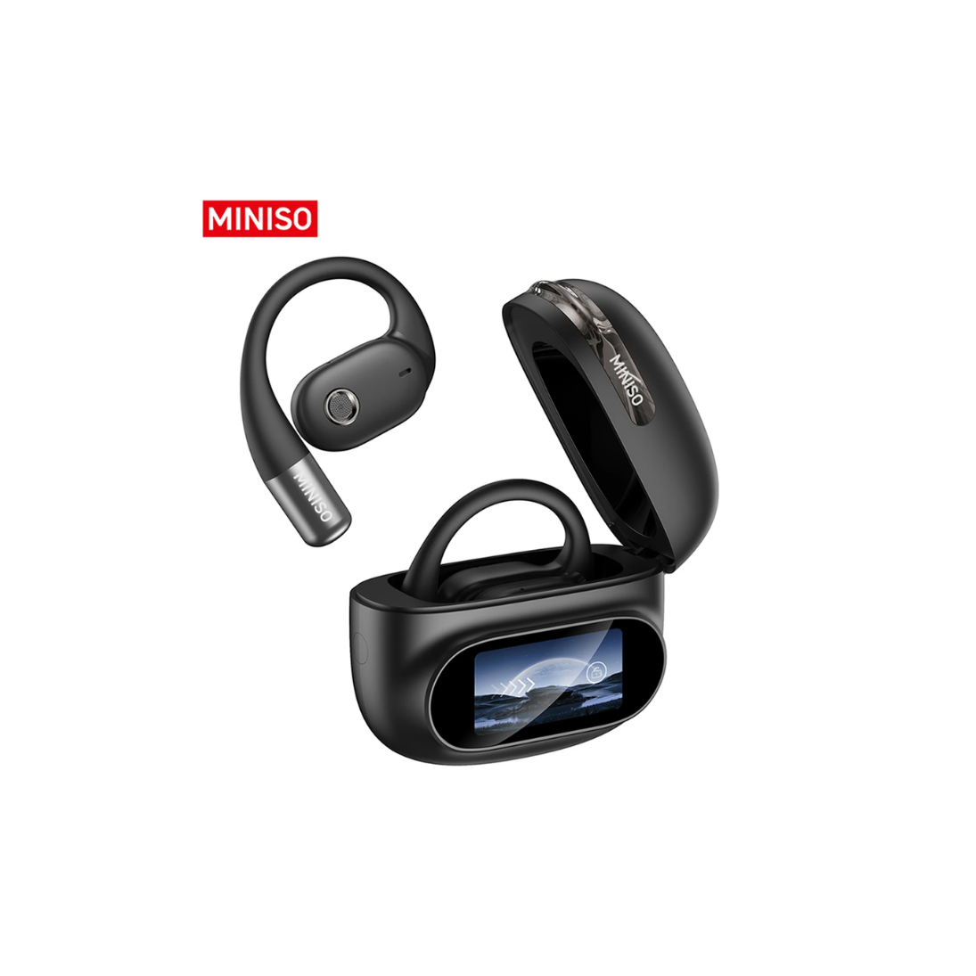 ip 11 (1) Miniso MS150 Open-Ear Wireless Touch-Screen EarBuds - Black - New - Image 1