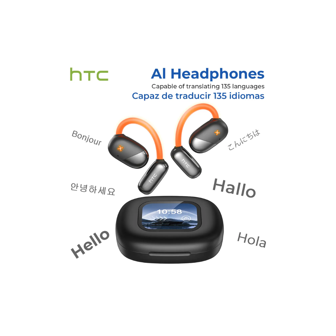 ip 11 (2) HTC NE33 OWS AI Language Translation Earbuds Wireless Bluetooth 6.0 - New - Image 1