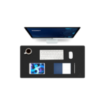 K KNODEL Large Office Leather Desk Mat, Mouse and Keyboard Pad, Writing Pad and Blotter (80x40cm, Black)