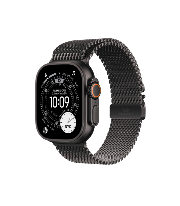 Watch Ultra 3 (Cel) WITH STRAP, Black Titanium, 49mm, A (1) APPLE Watch Ultra 3 Cellular - 49 mm Black Titanium Case with Black Titanium Milanese Loop, Medium - Image 1