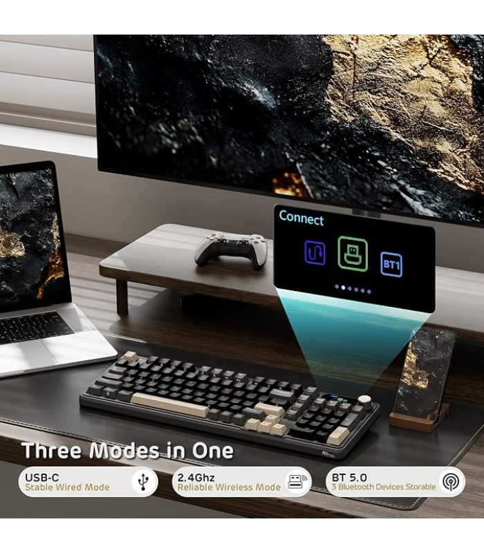 RK ROYAL KLUDGE S98 Wireless Mechanical Keyboard wDisplay Screen & Knob 1